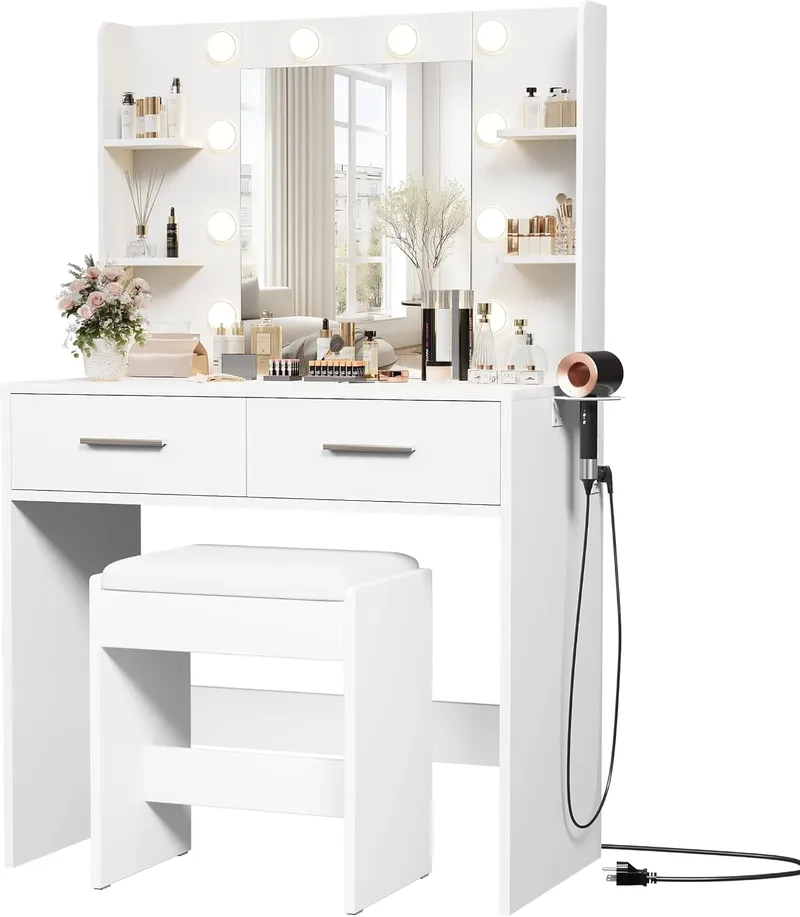 Furmax Make up Vanity Desk with Mirror and Power Outlet